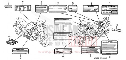 ETIQUETTE DE PRECAUTIONS VTR1000FW de 1998